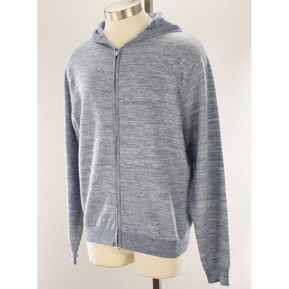 PETER MILLAR CROWN CRAFTED Blue Frost RAVELLO Full Zip Hoodie Sweater LARGE NWT